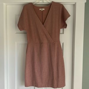 Madewell Light Mauve Cross Front, Flutter Sleeve Mini Dress